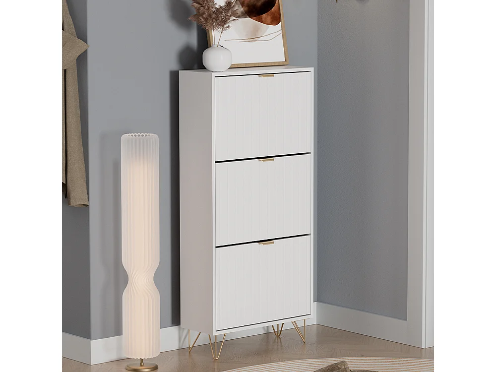 Armoire à chaussures blanc 60x23.5x128.5 helge