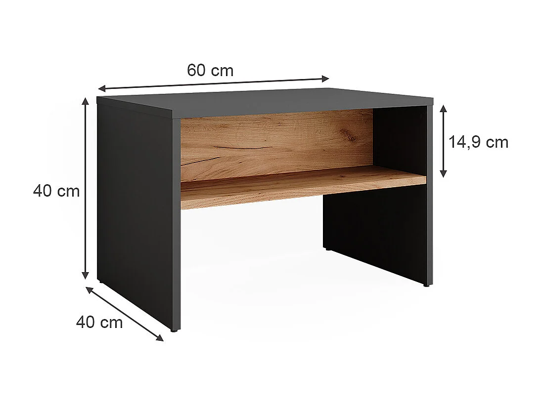 Banc pour chaussures anthracite/chêne doré 60x40x60 orlando