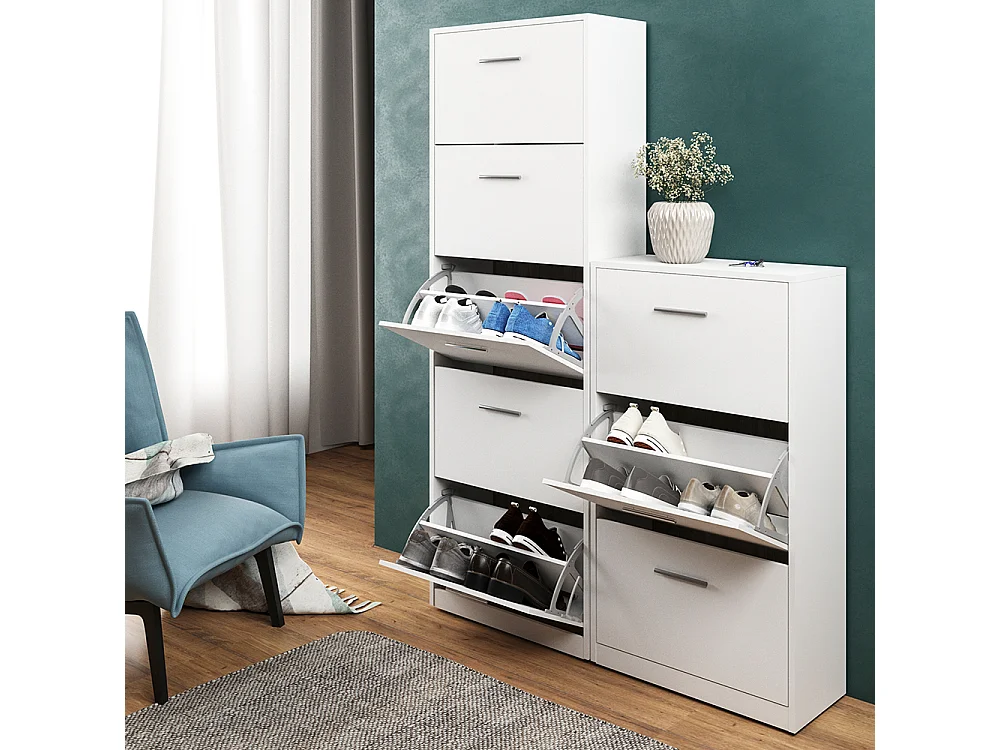 Meuble à chaussure blanc 59x22x169.5 gizmo