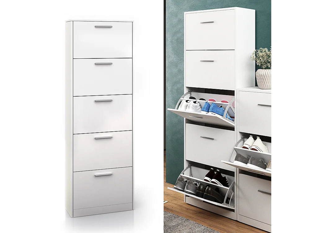 Meuble à chaussure blanc 59x22x169.5 gizmo