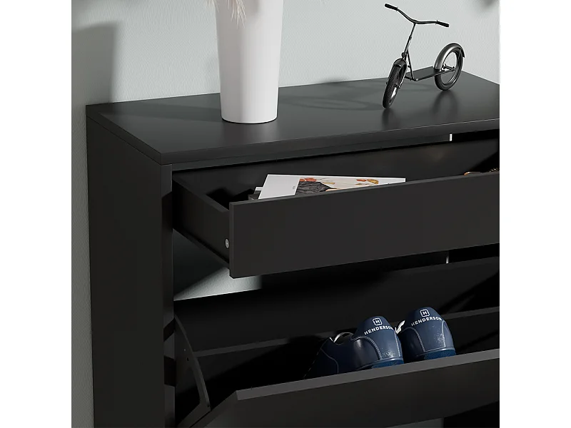 Schuhschrank schwarz 90x30x181.5 ivo