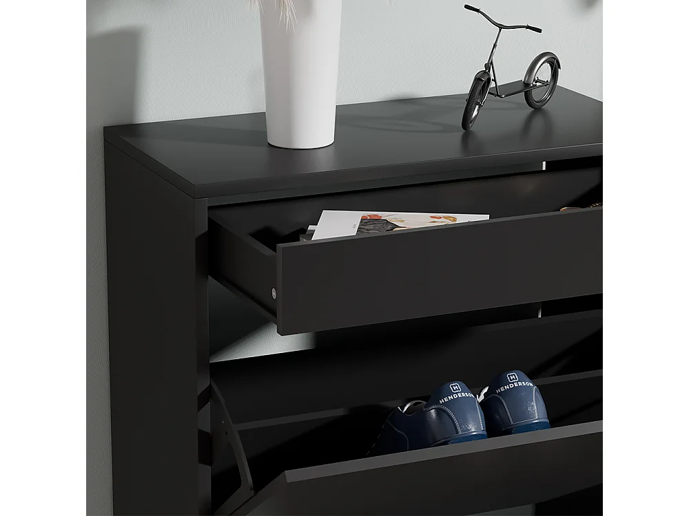 Armoire à chaussures noir 90x30x181.5 ivo