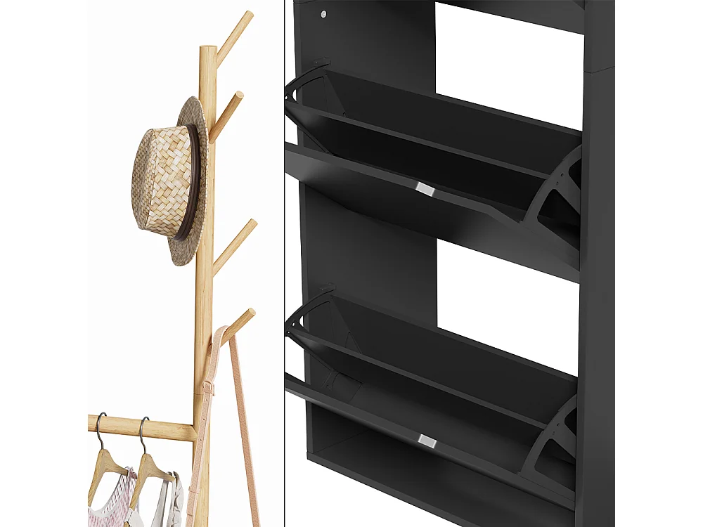 Armoire à chaussures noir 90x30x181.5 ivo