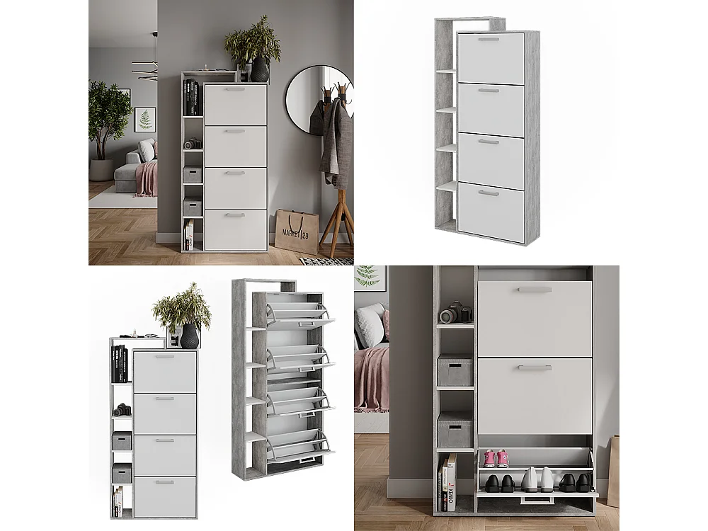 Schuhkipper weiß/beton 80x24.2x166.1 orlando