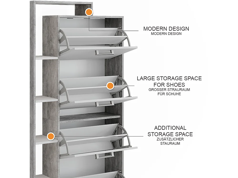 Schuhkipper weiß/beton 80x24.2x166.1 orlando