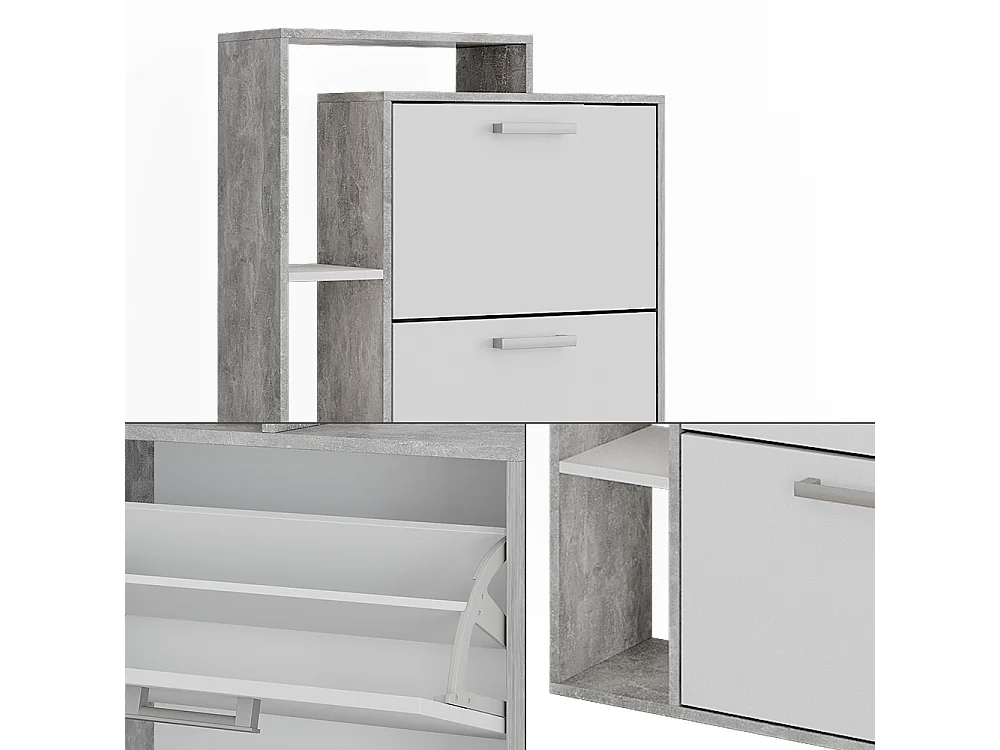 Skoskåp vit/betong 80x24.2x166.1 orlando