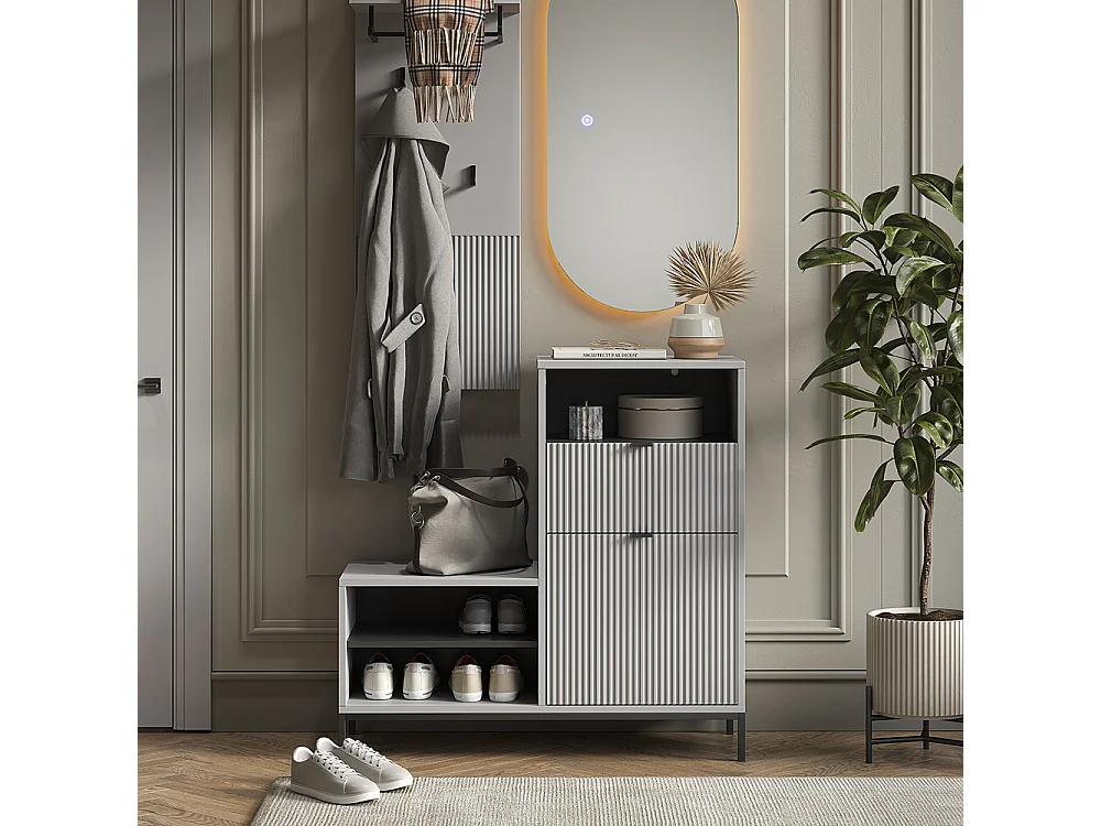 Banc pour chaussures gris 100x40x98.5 eliza