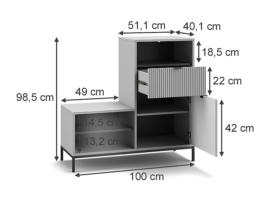 Banc pour chaussures gris 100x40x98.5 eliza