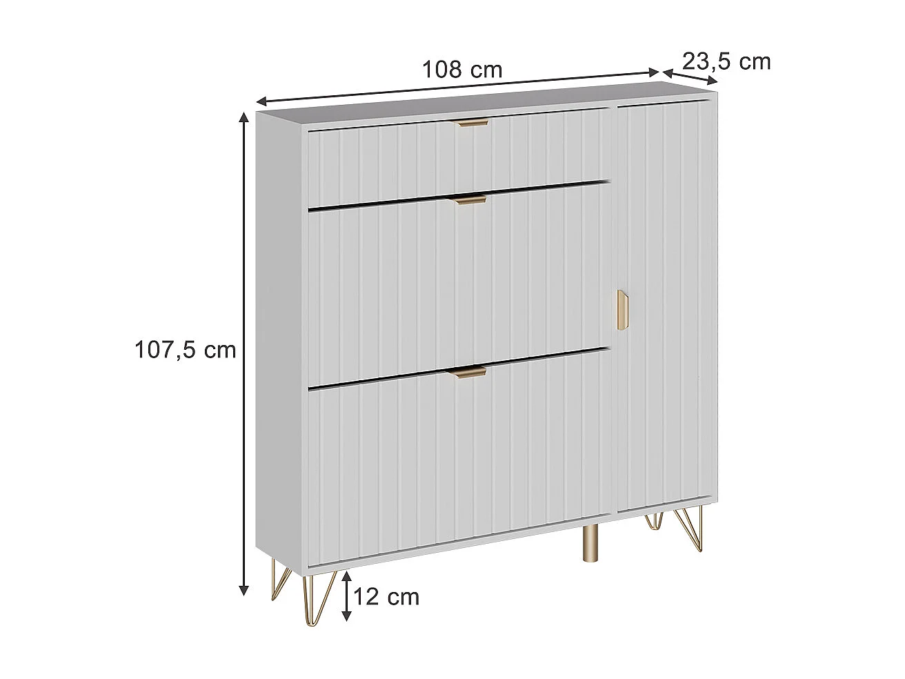 Armoire à chaussures blanc 108x23.5x107.5 helge