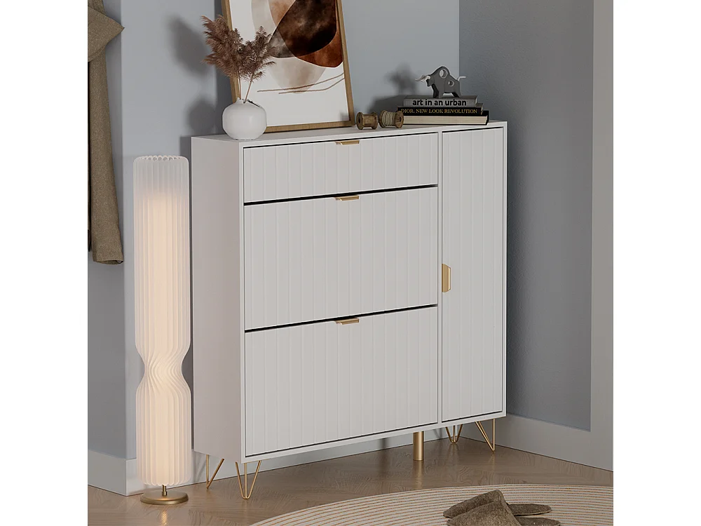 Armoire à chaussures blanc 108x23.5x107.5 helge