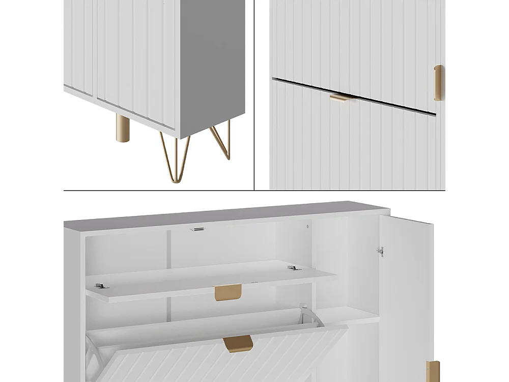 Armoire à chaussures blanc 108x23.5x107.5 helge