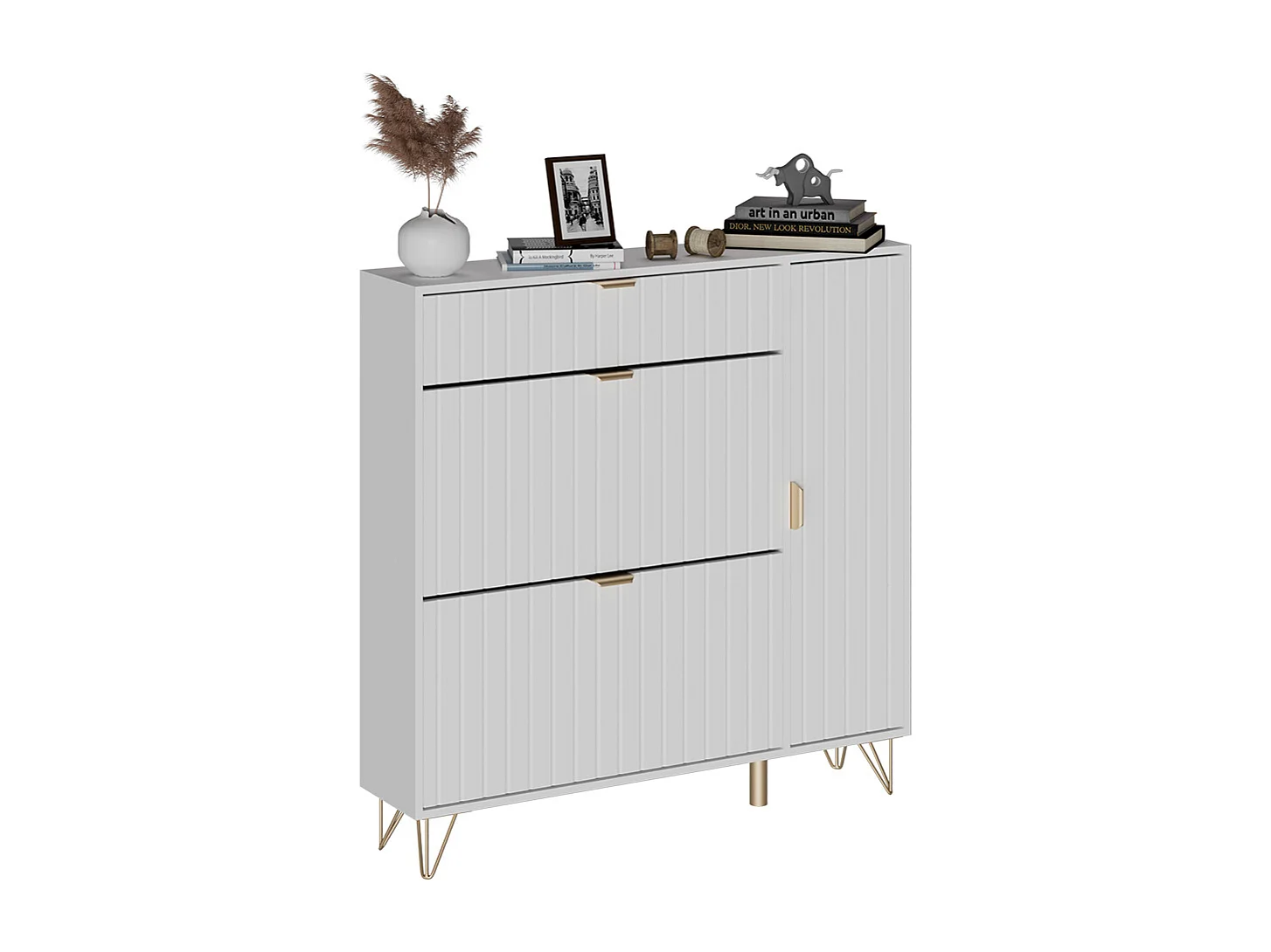 Armoire à chaussures blanc 108x23.5x107.5 helge