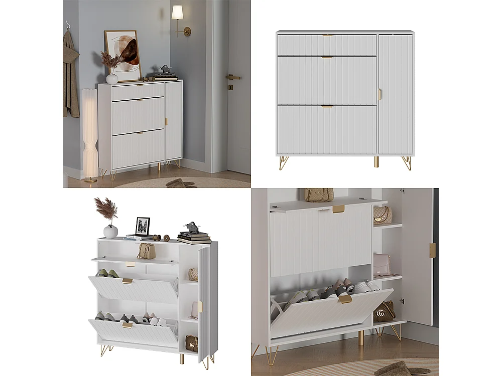 Armoire à chaussures blanc 108x23.5x107.5 helge