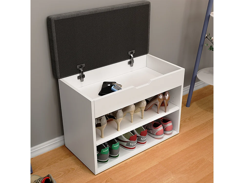 Banc pour chaussures blanc 60x30x45 titus