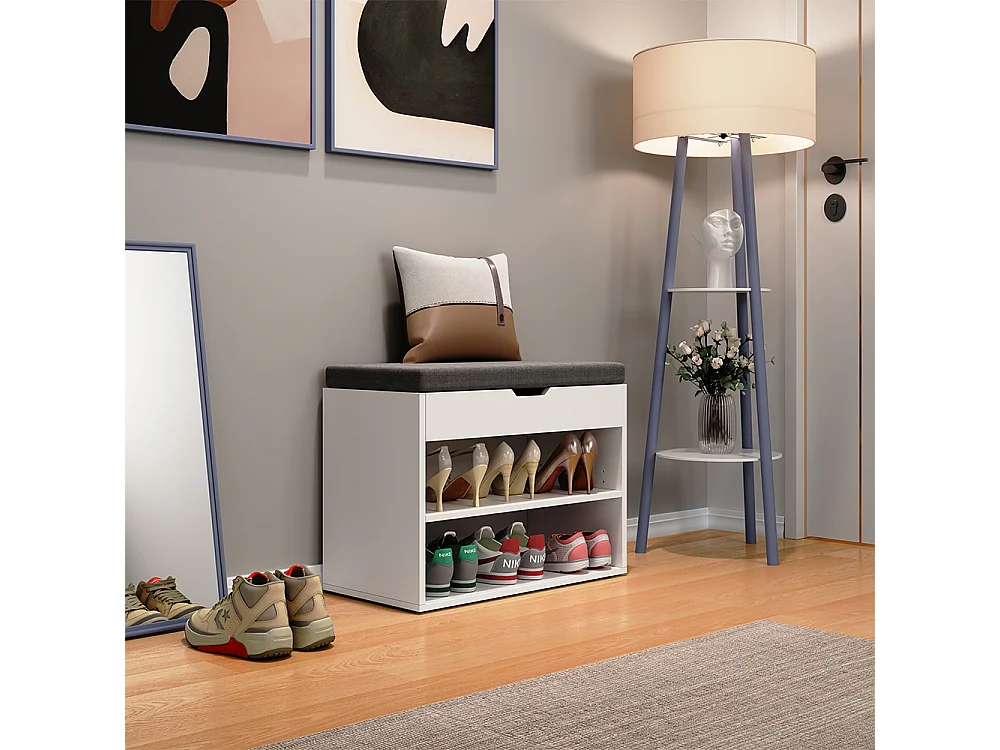 Banc pour chaussures blanc 60x30x45 titus