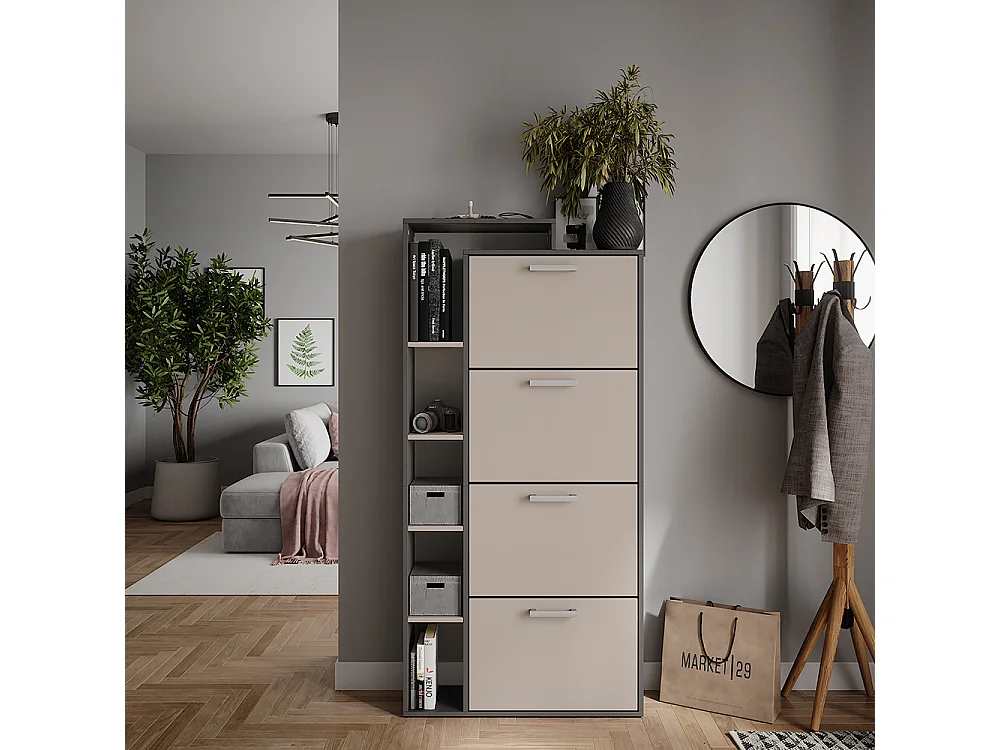 Schuhkipper anthrazit/greige 80x24.2x166.1 orlando