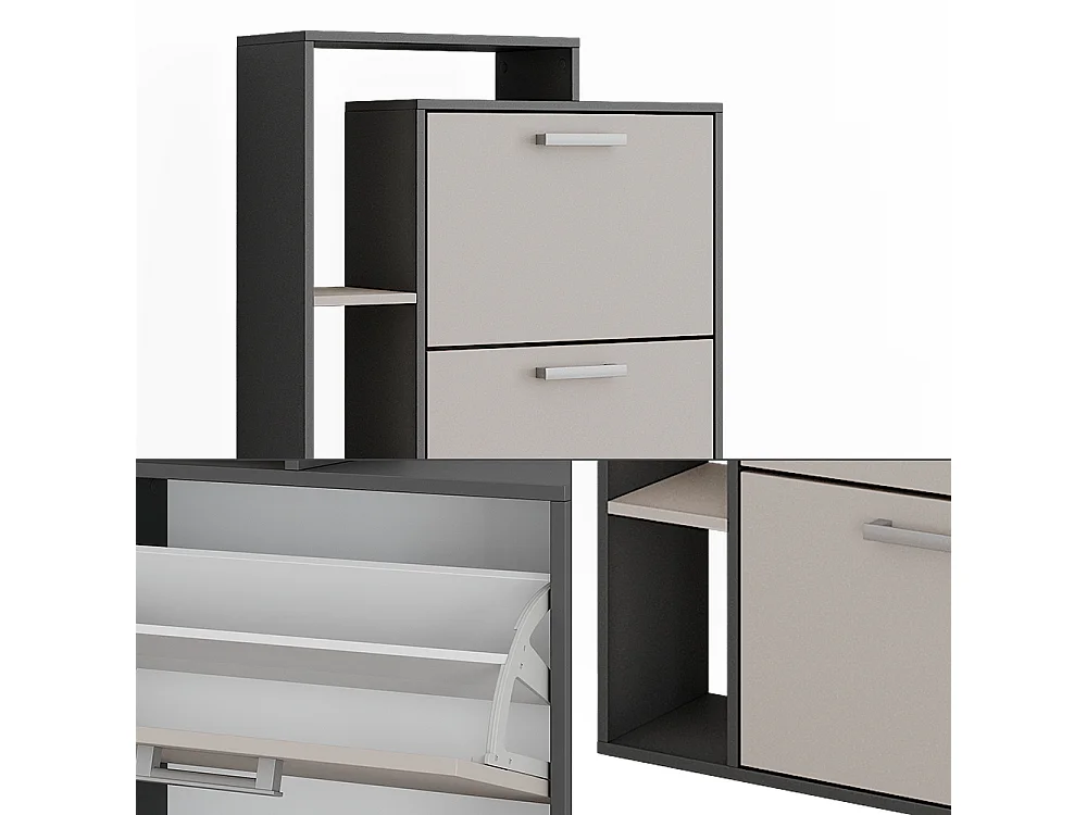 Schuhkipper anthrazit/greige 80x24.2x166.1 orlando