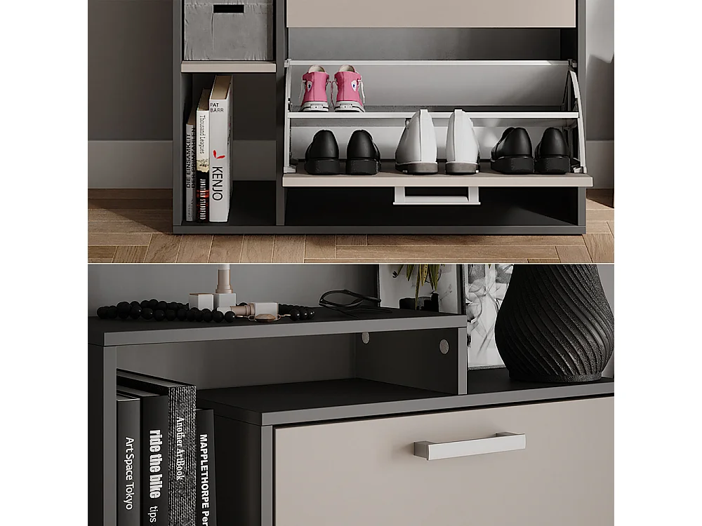 Le basculeur à chaussures anthracite/gris 80x24.2x166.1 orlando