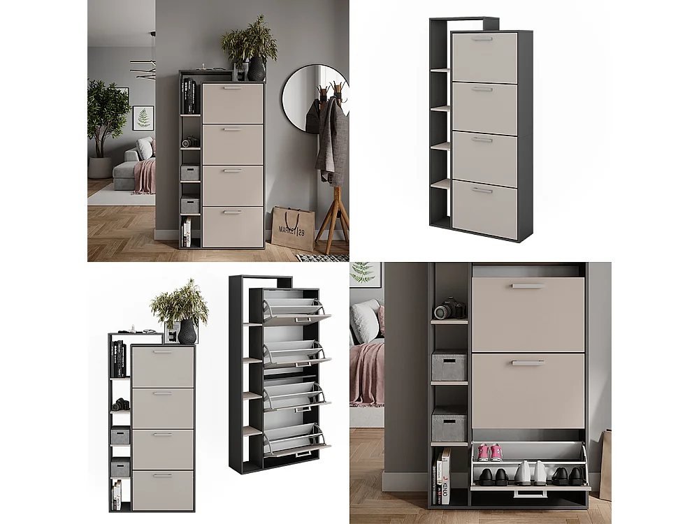 Le basculeur à chaussures anthracite/gris 80x24.2x166.1 orlando