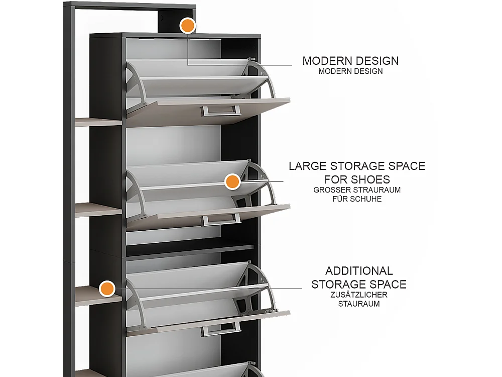 Le basculeur à chaussures anthracite/gris 80x24.2x166.1 orlando