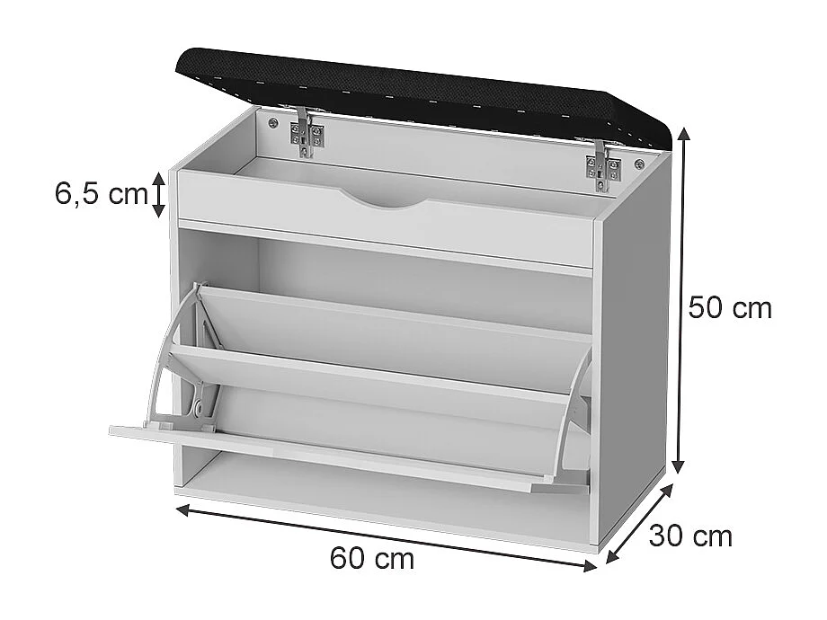 Panca scarpiera da ingresso bianco 60x30x51 schufy
