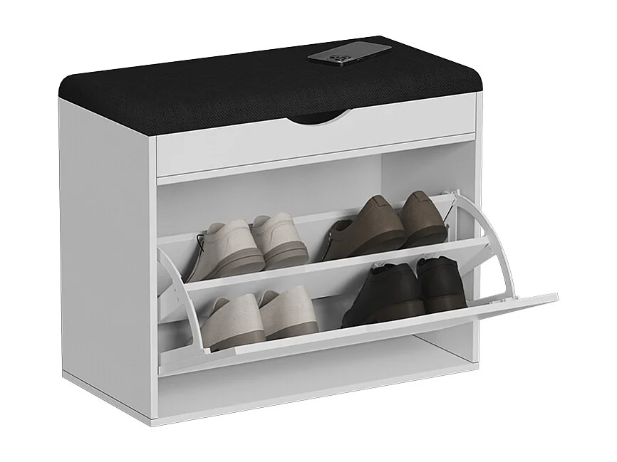 Panca scarpiera da ingresso bianco 60x30x51 schufy