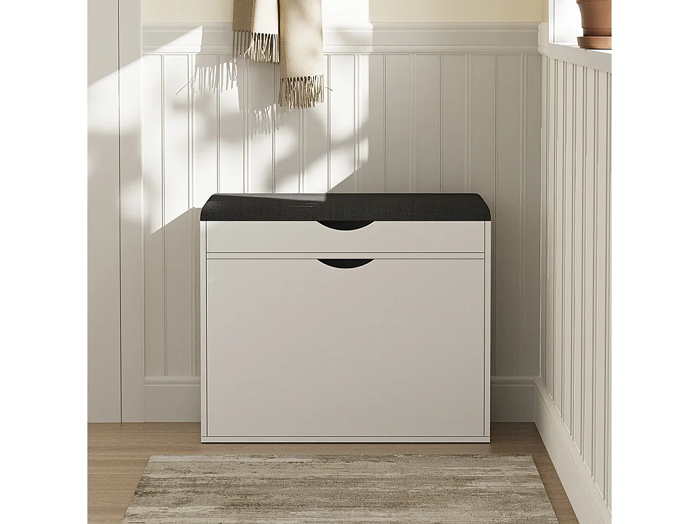 Panca scarpiera da ingresso bianco 60x30x51 schufy