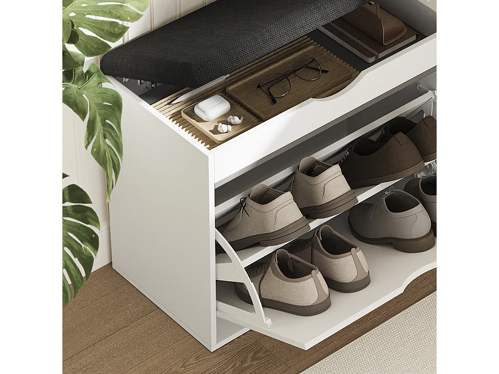 Banc pour chaussures blanc 60x30x51 schufy