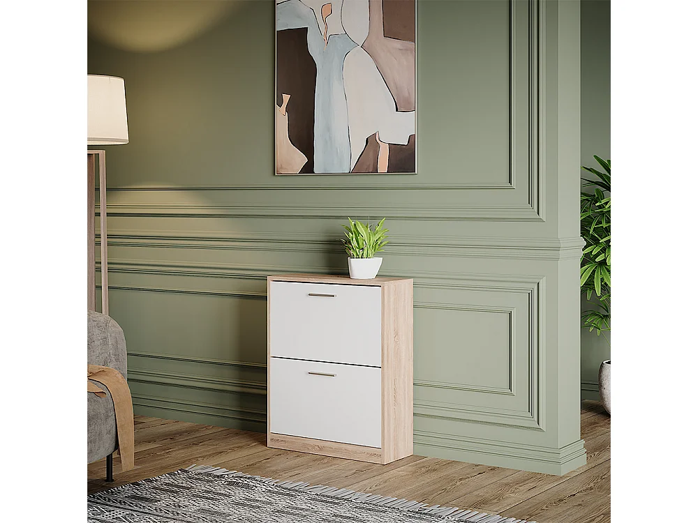 Armoire à chaussures blanc/sonoma 59x22x72.5 gizmo