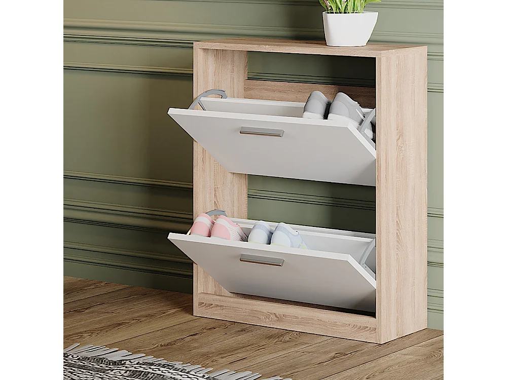 Schuhschrank weiß/sonoma 59x22x72.5 gizmo