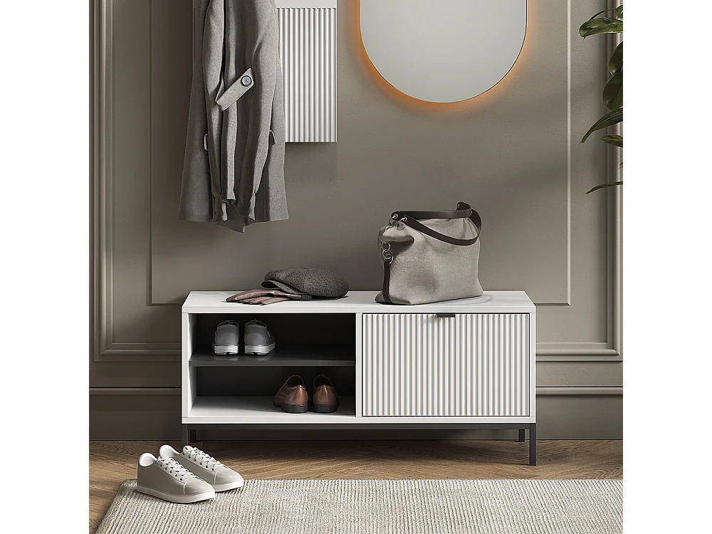 Banc pour chaussures blanc 100x40x45 eliza