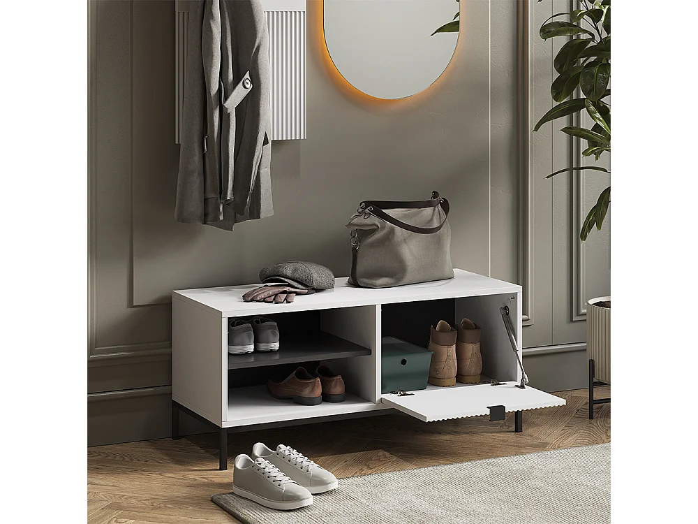 Banc pour chaussures blanc 100x40x45 eliza