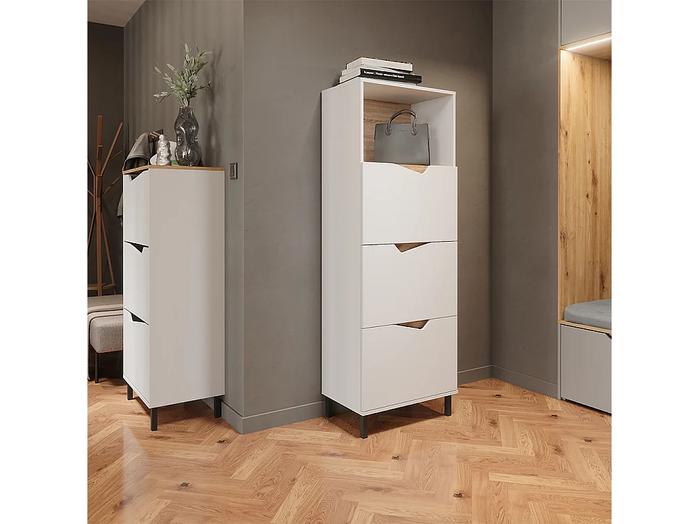 Benne à chaussures blanc/artisan 60x38x129.5 marelle