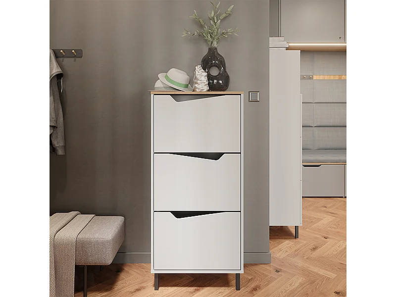 Wózek na buty biały/artystyczny 60x38x129.5 marelle