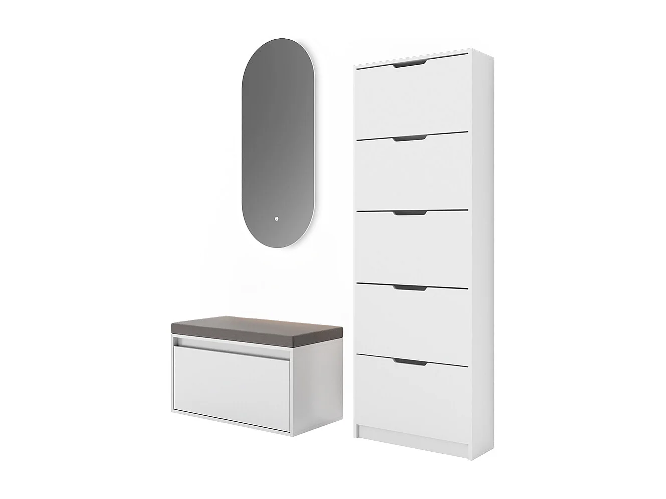 Meuble à chaussure blanc 59x22x169 luca