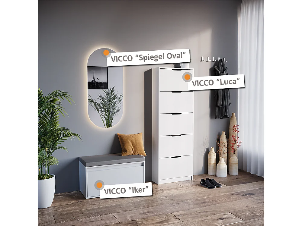 Meuble à chaussure blanc 59x22x169 luca