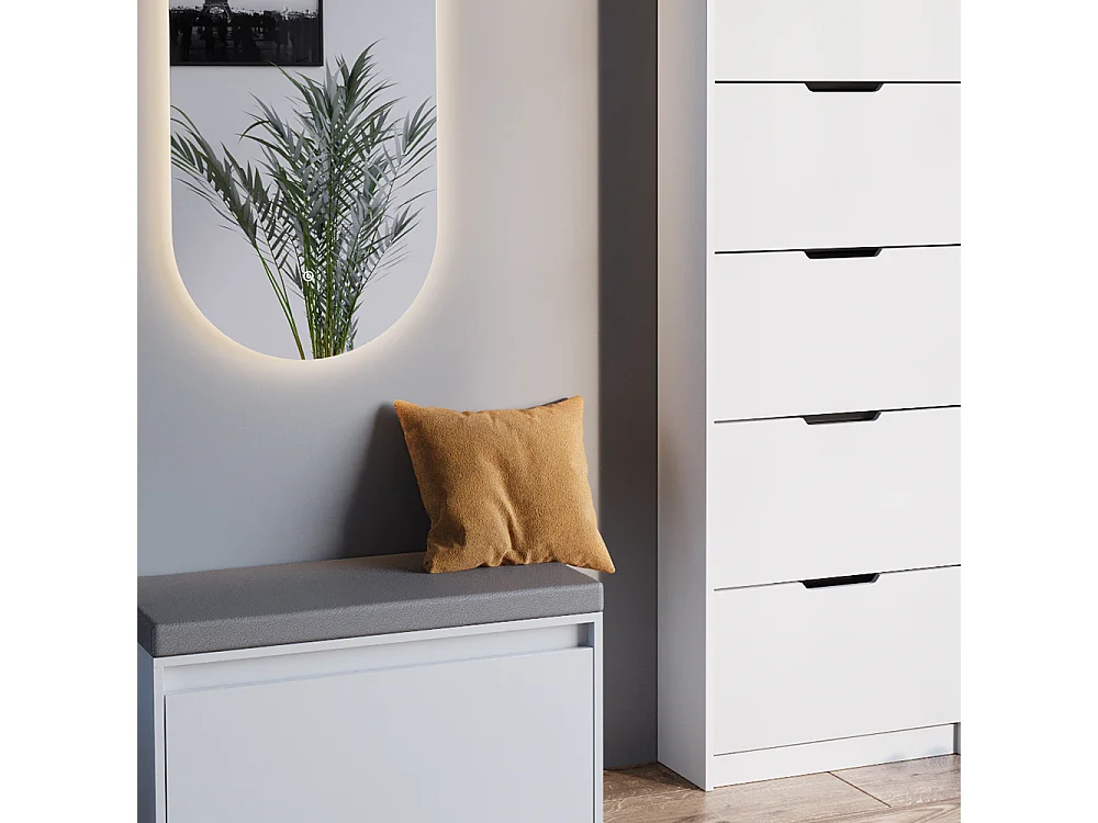 Meuble à chaussure blanc 59x22x169 luca