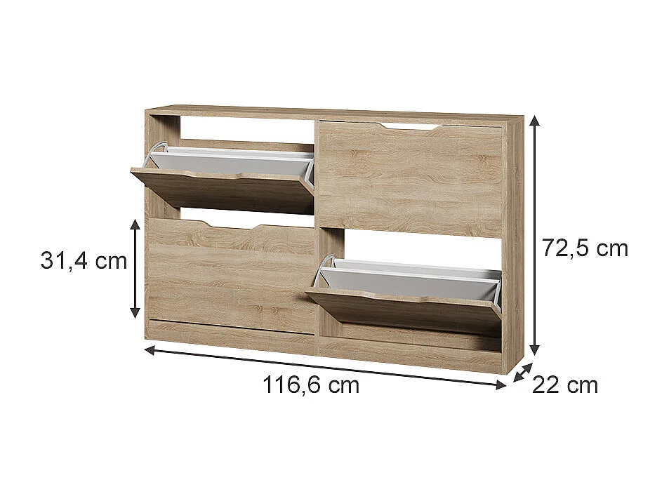 Benne à chaussures sonoma 116.6x22x72.5 luca