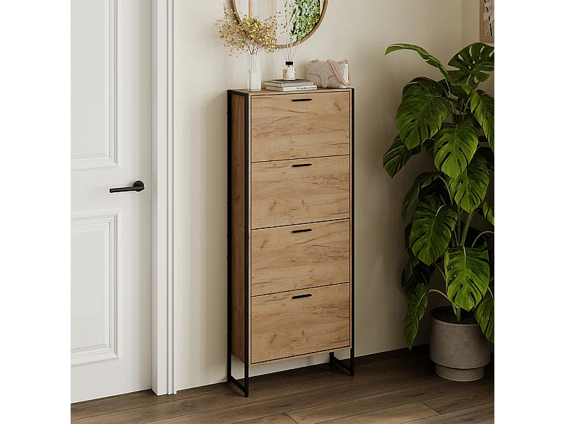 Schuhkipper goldkraft eiche/schwarz 63x23.5x152.5 folda