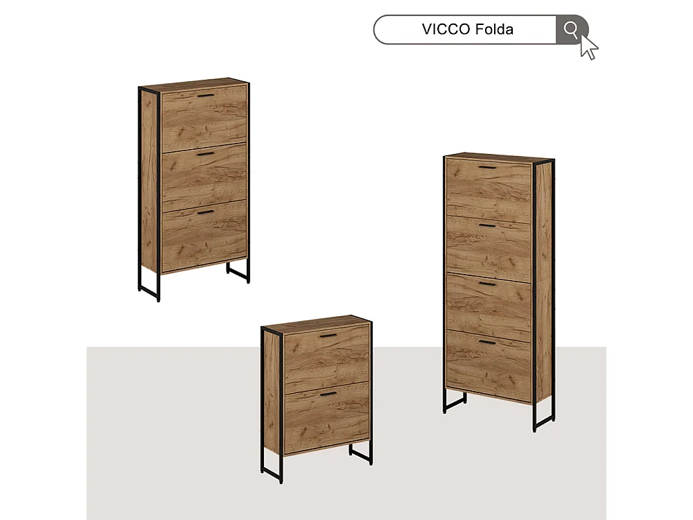 Schuhkipper goldkraft eiche/schwarz 63x23.5x152.5 folda