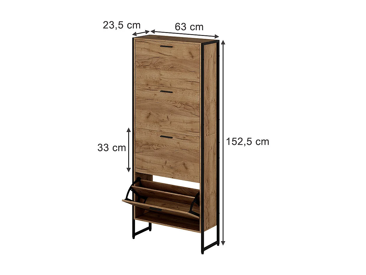 Shoe tipper goldkraft oak/black 63x23.5x152.5 folda