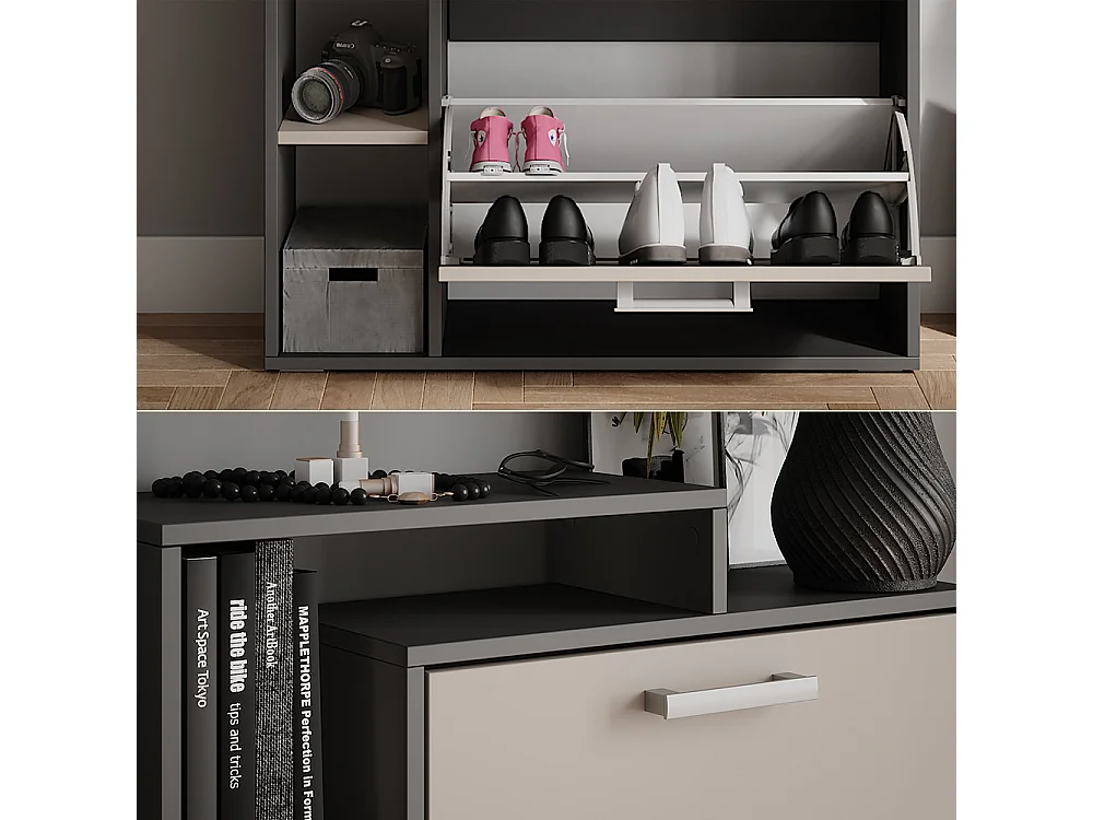 Basculeur à chaussures anthracite/gris 80x24.2x90 orlando