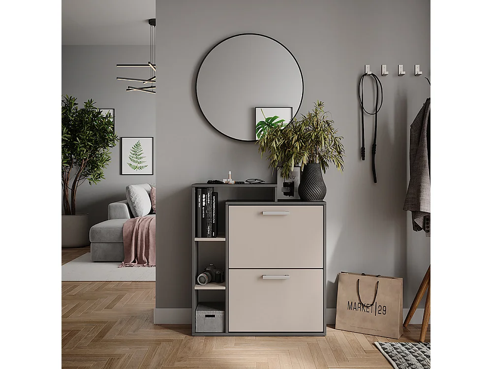 Basculeur à chaussures anthracite/gris 80x24.2x90 orlando