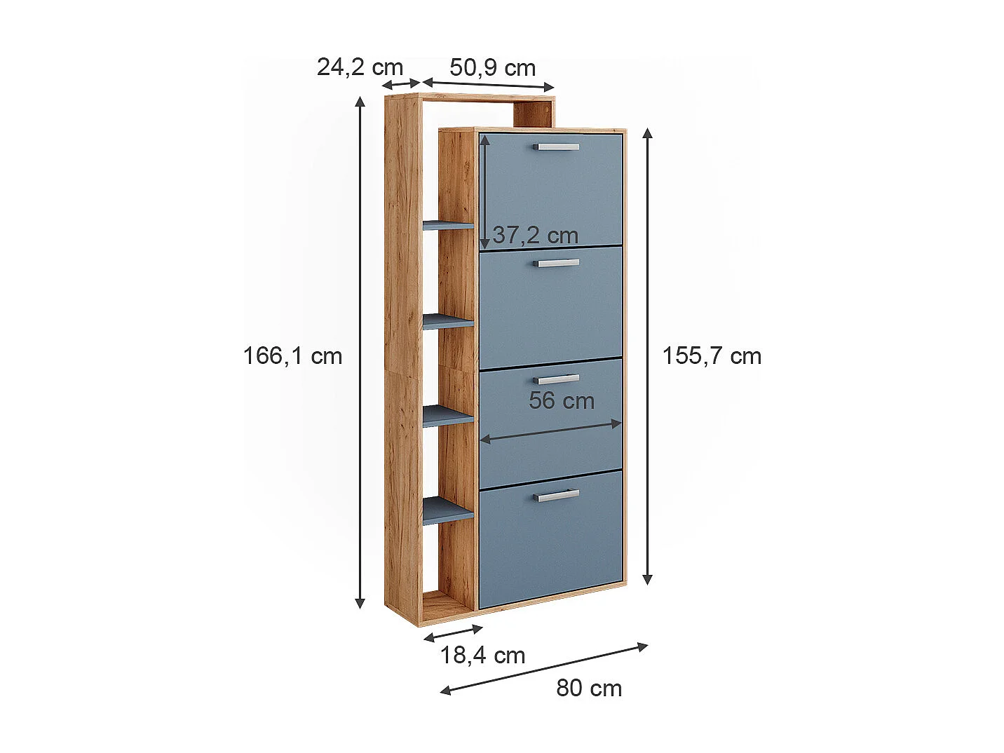 Schuhkipper goldkraft eiche/blau 80x24.2x166.1 orlando