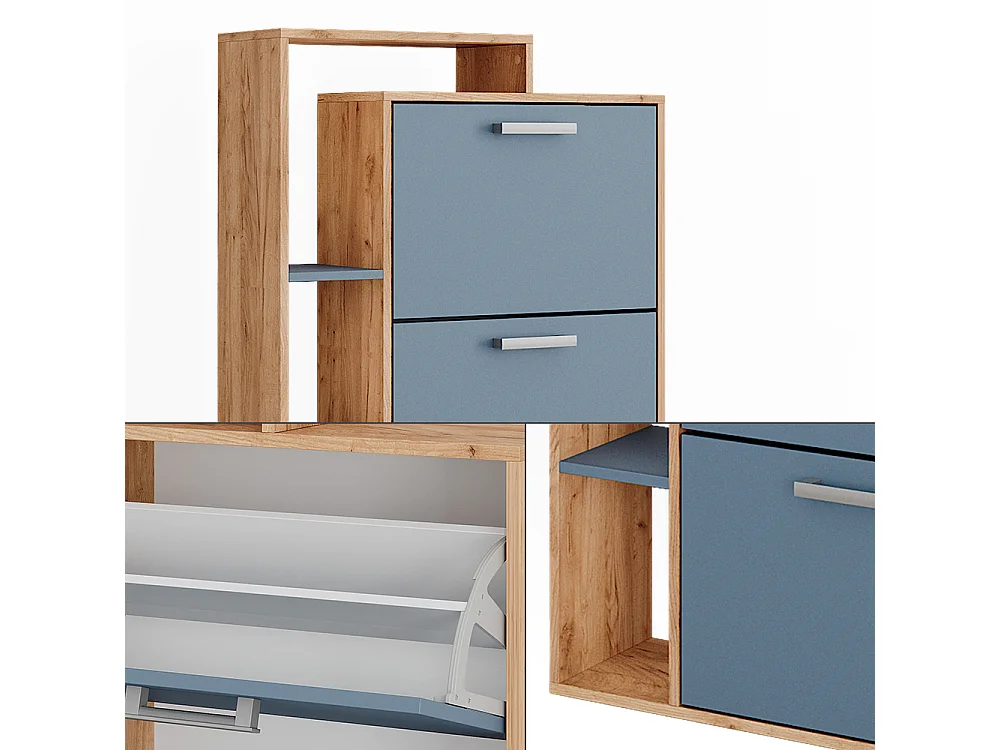 Schuhkipper goldkraft eiche/blau 80x24.2x166.1 orlando