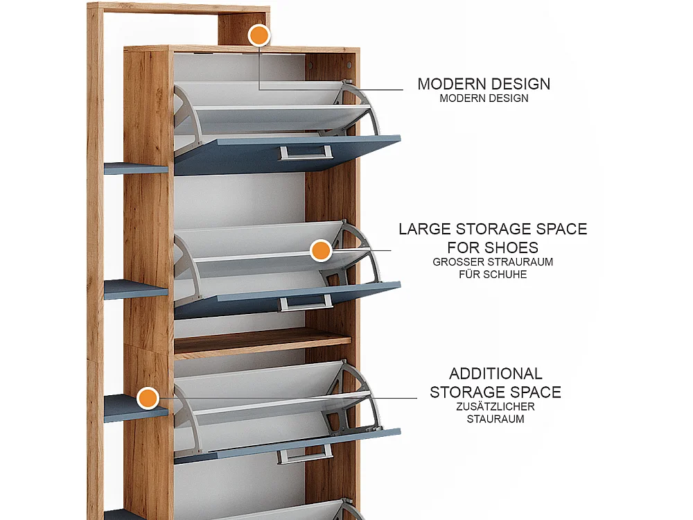 Schuhkipper goldkraft eiche/blau 80x24.2x166.1 orlando