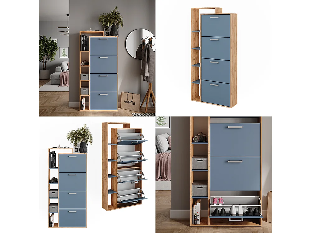 Le basculeur à chaussures chêne doré/bleu 80x24.2x166.1 orlando