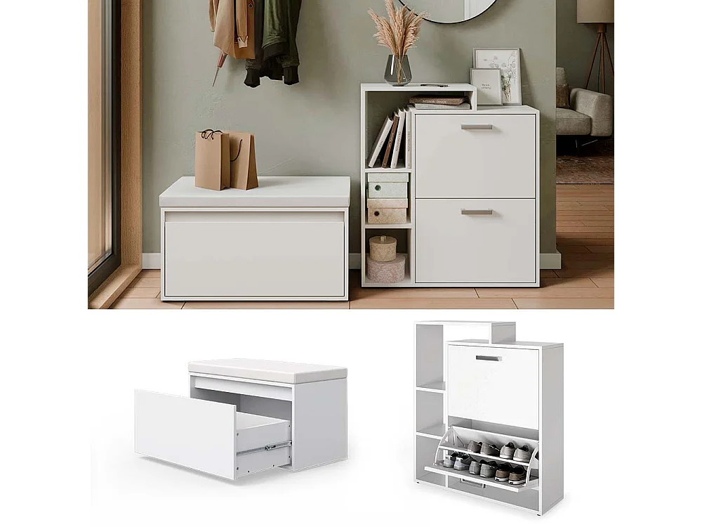 Meuble à chaussure blanc 80x39x90 orlando