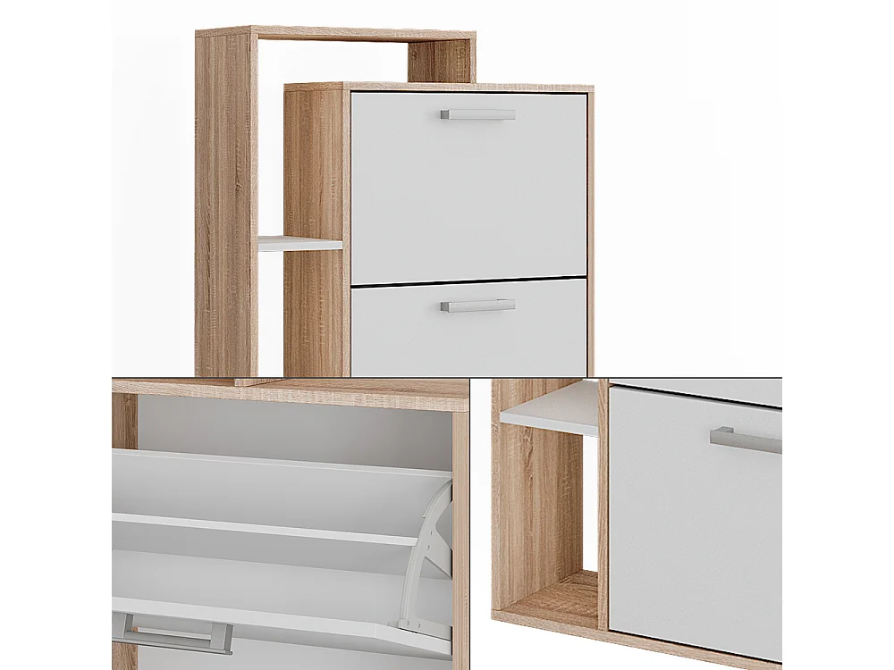 Le basculeur à chaussures blanc/sonoma 80x24.2x166.1 orlando