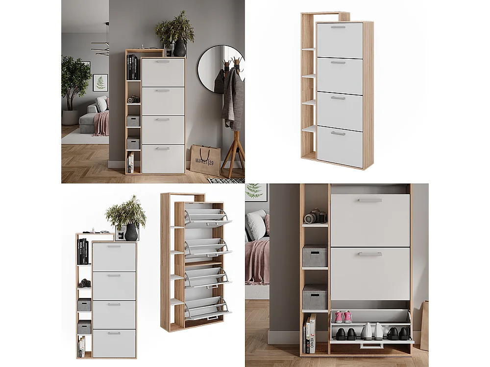 Le basculeur à chaussures blanc/sonoma 80x24.2x166.1 orlando